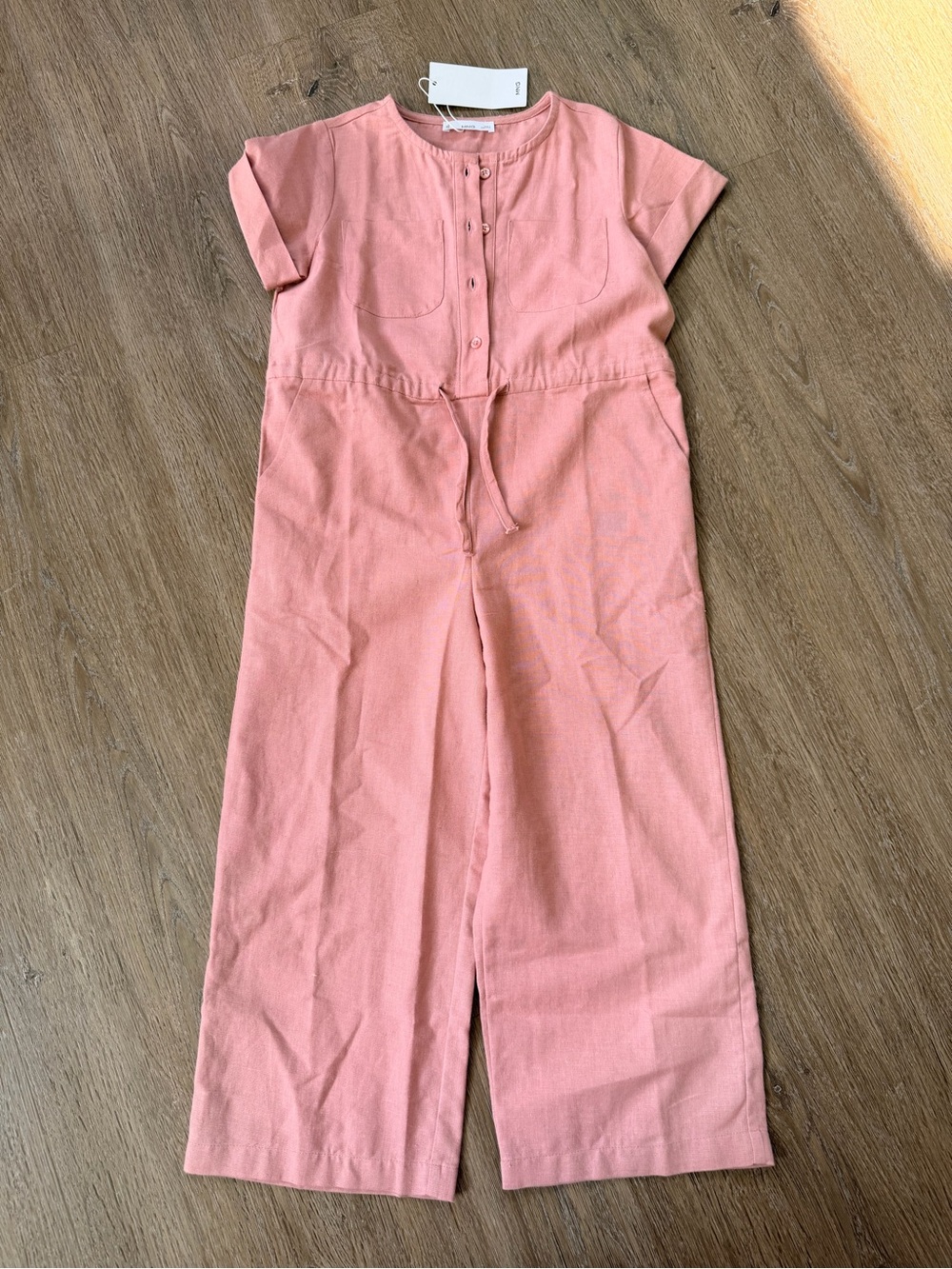 Mango Coral Pink Short-Sleeve One-Piece Jumpsuit